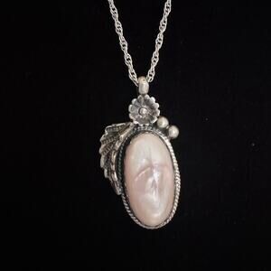 Vintage Sterling Silver Pendant and Chain Handcrafted Signed Floral Accents Boho